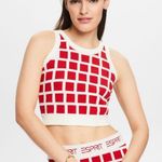 Esprit  Red and White Grid Pattern Women's Top in XS Photo 7