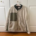 Free People  We The Free Rivington Olive Green and Ivory Sherpa Jacket Photo 2