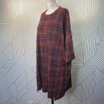 ZARA  Dress Plaid Oversized Short Sleeve T-Shirt Red‎ Check Dress Size Medium Photo 6