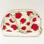 Betsey Johnson BETSY JOHNSON Rare White Red Floral Gold Heart Charm Satchel Bag Photo 5