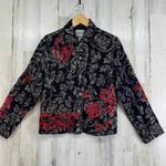 Chico's Dark Academia Artsy Boho Grunge Jacket sz 0 Sm Black Embroidered Lined Photo 2