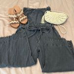 Cloth & Stone  szXS dark grey strapless romper frayed edges pockets elastic waist Photo 1