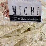 Whimsygoth Vintage Made in USA Cream White Sheer Floral Lace Midi Maxi Dress L Size L Photo 6