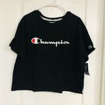 Champion Women's Cropped Tee Script Logo T-Shirt Black Plus Size 1X NWT Photo 1