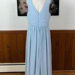 Beautiful New Dessy Collection Vivian Diamond Chiffon Drape Gown! Blue Size 14 Photo 3
