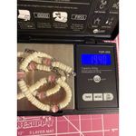 Vintage Puka Shell Pink Cats Eye Bead Necklace Silver Tone Adj 19" Estate 19.4g White Photo 4