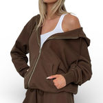 Princess Polly  All Day Oversized Hoodie Chocolate, Size 6 NWT Photo 0