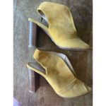 Brenda Zaro Shoes Womens Sz EU 35.5 mustard Leather Suede Slingback Heels Yellow Photo 6