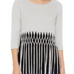 IC by Connie K Fringe Tunic Top Women Large Gray Black Casual Comfy Lagenlook Photo 0