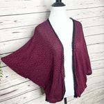 julie's closet Julie’s Closet Burgundy & Black Open Front Dolman Sleeve Cardigan Size Large Photo 1