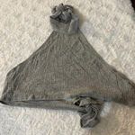 Blue Blush Grey Halter Tie Back Crop Top Made in USA Medium Waffle Knit Photo 0