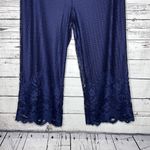 Isaac Mizrahi Live! Size XLP Navy Blue Lace Overlay Wide Leg Pull-On Pants Photo 2