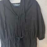 Norma Kamali  Women Size XS Black oversized Cotton hooded‎ top drawstring waist Photo 1