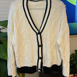 Dazy Less cable knit cardigan/sweater off white with black trim Size M Photo 0