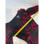 DKNY NWT Red and Black Floral Long Balloon Sleeve Midi Dress Wrap Skirt Size 0 Photo 4