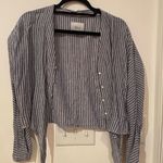 Rails Blue & White Striped button down with tie at the bottom! Size Small! Photo 0