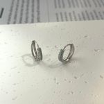 925 Silver Plated Double Rows CZ Cubic Zirconia Hoop Earrings for Men Women,Hip Hop Unisex Earrings Photo 3