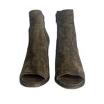 Frye Boots Womens Size 8 M Taupe Suede Peep Toe ankle Booties Stacked Heel Photo 3