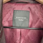 Weekend Max Mara Womens Leather Moto Jacket Burgundy Asymmetrical Zip Moto Style Brown Size 6 Photo 4