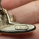 Monet  Orange & Yellow Rhinestone Hat Brooch Pin Gold Tone Signed Photo 9