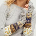 Free People In The Mix Cuff Crochet Long Sleeve Crewneck Top in Heather Grey Photo 1