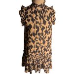 Pinch Women's Abstract Print Ruffle Trim Mock Neck Mini Dress Photo 1