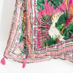 Nine West Womens Boho Tassel Tropical Bird Floral Kimono Beach Swim Cover Up OS Photo 2