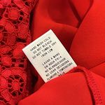 After Market Evereve Red Short Sleeve Top Pom Pom Trim Crochet Overlay Medium Photo 6