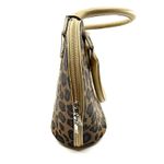 Genuine Stingray Exotic‎ Leather Leopard Print Satchel Handbag Purse, Gold Trim Brown Photo 4
