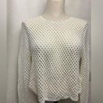 White Crochet Knit Sweater swim cover up crop long sleeve large NWT Photo 0