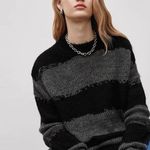 ZARA Striped Black and Gray Women's Sweater Photo 0