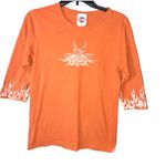 Harley Davidson El Paso Texas Flame 3/4 Sleeve Shirt Burnt Orange Large Photo 0