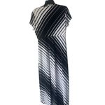 Chico's Women's Size 1 Small Black White Geometric Striped Maxi Dress Photo 3