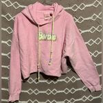 Cute Pink Barbie Crop Sweatshirt Beaded Sweater Size L Photo 0