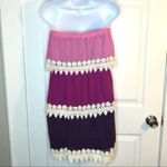 Miin Amethyst Ombré Tiered Crochet Lace Chiffon Strapless Dress S Pink Photo 4