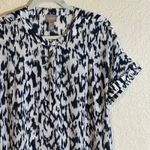 Chico's Glacier Popover Top Size 1 Size Medium Blue Floral Short Sleeve Boho Photo 5