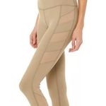 Alo Yoga Block Mesh Stripe Side Detail High Waist Leggings Beige Sz XS Outdoor Photo 0