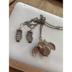 Owl Pendant Necklace & Earrings Set With Hidden Watch Silver Photo 7