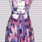 Free People Size MED Purple Tropical Daydream Mini Dress Feather Peacock Print Photo 4