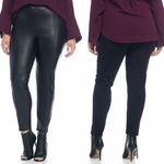 New! RACHEL Rachel Roy Faux Vegan Leather Ponte Mix Black Leggings Plus Size 1X Photo 1