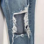 Cello Hi Rise Distressed Raw Hem Straight Leg Jeans Blue Denim Size 5 destroyed Photo 9