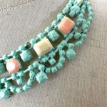 Blue metal orange yellow bib necklace Photo 1