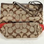 The Coach City Tote Signature Canvas in Brown and Red Photo 6