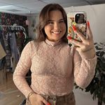 Urban Outfitters  High Neck Lace Long Sleeve Top Pink Size Medium Photo 0