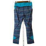 Lululemon Athletica Leggings Womens Black Aqua Striped Workout Yoga Gym Sz 6 Photo 1