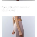 ZARA NWT pearl gray flowy midi skirt stretchy elastic waistband Photo 7