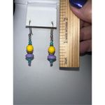 Pastel‎ Wooden Bead dainty Dangle Earrings Yellow Photo 4