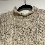 Vintage Irish Wool Sz: L Pullover Cable Knit Oatmeal Chucky Winter Sweater. Size L Photo 8