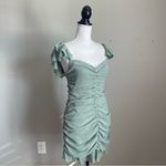 ZARA  | Green Ruched Ruffle Mini Dress Sz L Photo 5