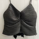 EXPRESS Metallic Pleated Bow Back Cropped Cami Tank Top Size M NWT Photo 7
